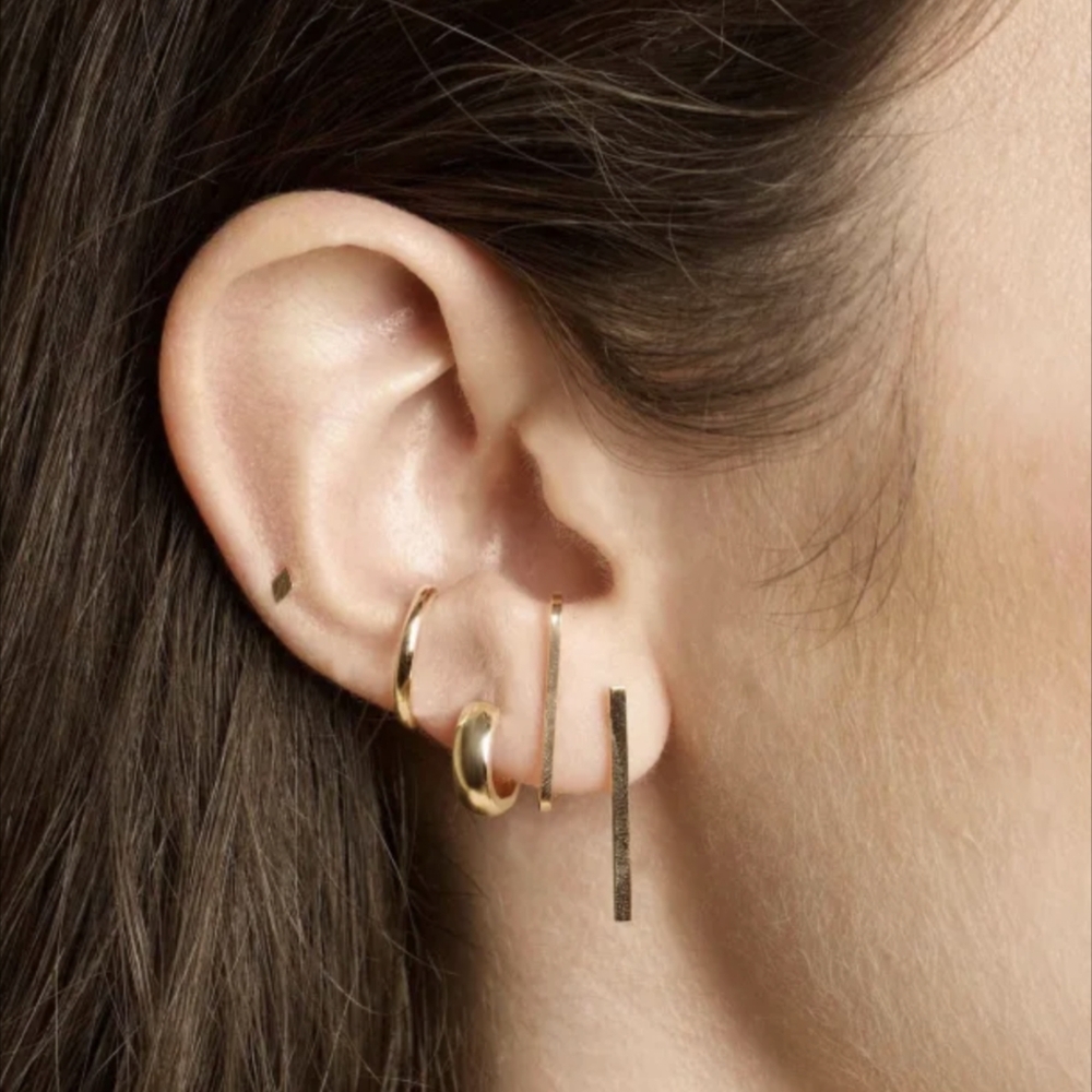 Stone & Strand Gold Bar Suspender Cuff Earrings